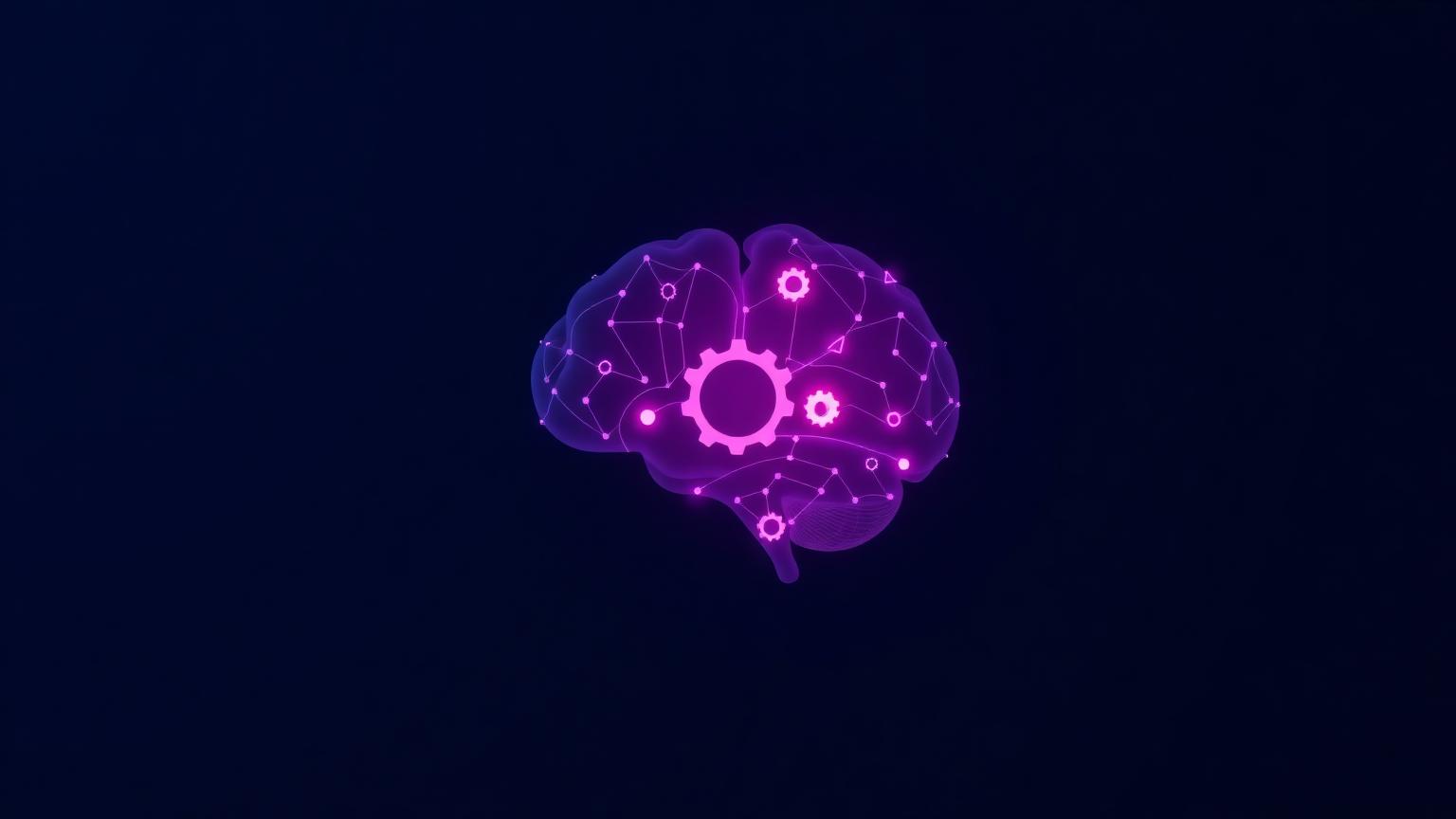 Cervello umano stilizzato con ingranaggi luminosi viola — neuromarketing e principi di Cialdini