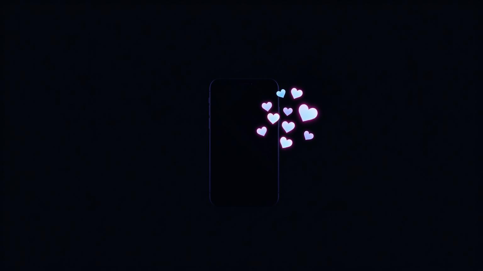 Smartphone con icone di engagement luminose — social media marketing per PMI